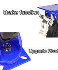 Brake function and upgrade rivets on Heavy Duty 300 Mm Rubber Casters Set With Silent Roll 2 Braked And 2 Non Braked Industrial Caster