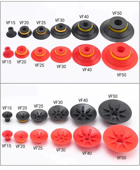 Heavy Duty Manipulator Vacuum Chuck F15 To F50 Grass Green For Industrial Pneumatic Fittings Suction Cup Handle with various cup sizes.