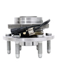 Side view of Front Wheel Bearing Hub Assembly For 2014-2018 Chevy Silverado 1500 4WD, 2015-2020 Tahoe, Suburban, Yukon 4WD, 2014-2018 GMC Sierra 1500 4WD Replacement Heavy-Duty OEM-Grade Wheel Hub Module For Durable Performance showing bolts and wiring