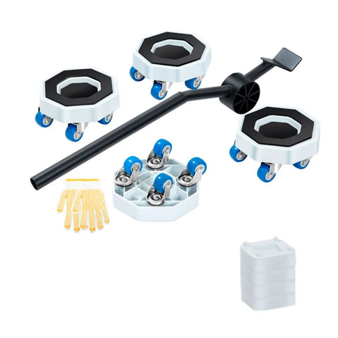 Heavy Duty Furniture Mover Set With Wheels To Slide Couches, Fridges, And Washing Machines Effortlessly Across Wood Floors And Carpets For Any Tough Moving Job Without A Struggle, featuring sliders and handles.