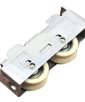 Buttery Smooth Double Wheel Window Roller 802 Style Stainless Steel Frame with Adjustable Nylon Bearing System for Sliding Aluminum Doors and Windows Narrow Gauge Track Heavy Duty Replacement Fix, top view of dual nylon pulleys.