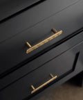 Luxurious Zinc Alloy Cabinet Handles With 5 Inch Hole Centers Champagne Bronze Pulls on black kitchen drawers