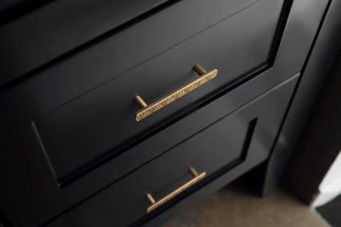 Luxurious Zinc Alloy Cabinet Handles With 5 Inch Hole Centers Champagne Bronze Pulls on black kitchen drawers