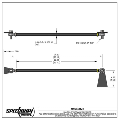 Weld On Rear Panhard Bar Track Rod Kit For Parallel Mount Multi Link Suspensions Universal Fit To Control Lateral Axle Movement In Coil Spring Or Coil Over Setups Built Tough With High Quality Components., 22.5in steel rod with 7/8in rod ends and weld-on brackets