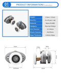 Kick Ass Abs Nylon Shower Door Roller Wheels With Slam Lock Brakes 360 Degree Swivel Slider Pulleys For Bathroom Cabinets Smooth Ride Replacement Parts Set Of Four Or Eight Pcs showing product dimensions and specifications.