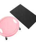 Four Wheel Ab Roller Exercise Wheel With Knee Mat For Indoor Core Workout High Load Capacity And Flexible Movement Plastic Ab Workout Gear For Men And Women Your Go To Home Gym Essential showing a pink exercise wheel and black knee mat
