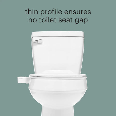 Toilet with FreshSpa Thinline Precision Bidet Attachment, ultra slim 0.2 inch, adjustable water pressure, side arm control