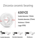 Premium Heavy Duty Full Zirconia Ceramic Deep Groove Ball Bearing 6312Ce 60X130X31Mm Five Pack Rolls side view with measurements