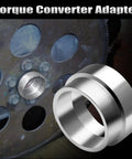 Flexplate Torque Converter Spacer And Flywheel Hub Adapter For GM TH350 TH400 Transmissions Compatible With LS And LT V8 Engines Easy Install Connector Between Flexplate And Torque Converter, showing metal ring and installation on flywheel.