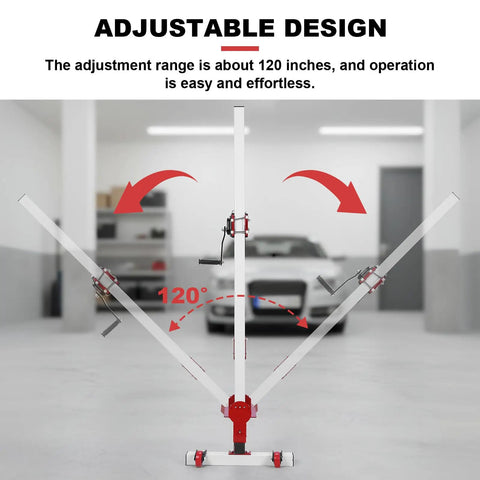 Adjustable design of 3 In 1 Car Body Dent Repair Kit With Adjustable Pulling Lever And Nylon Casters against garage background