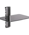 Under TV AV Gear Wall Shelf Dope One Shelf Mount With Adjustable 1 Inch Increments 6mm Tempered Glass Holds Up To 30 Lbs
