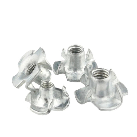 Heavy Duty Zinc Plated Four Claw T Nuts For Wood And Furniture Insert Blind Prong Fasteners For Secure DIY Speaker Mounts Carbon Steel M3 Size