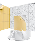 22 Pack Self Adhesive Acoustic Panels For Walls With Heavy Duty Sound Proof Foam That Crushes Echo And Kills Room Noise For Badass Home Studios Or Chill Media Rooms Upgraded Design Easy Stick Install showing white panels with yellow backing peel.
