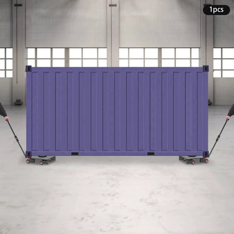 Beefed Up Heavy Duty Industrial Moving Dolly With 8818 Lbs Load Capacity And 360 Degree Swivel Rollers moving a shipping container