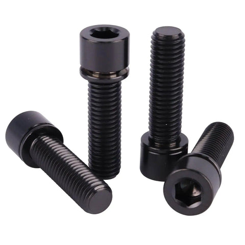 Ultra Lightweight Titanium M7 Bolt 25mm Allen Head With Washers For Bicycle Screws Pack Of 4 Black Corrosion Resistant High Strength Replacement