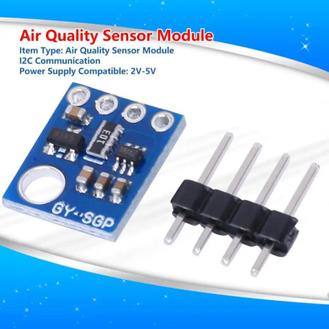 GY-SGP30 Air Quality Sensor Module with I2C interface and header pins, ideal for IoT and smart home eCO2 detection and multi-gas sensing.