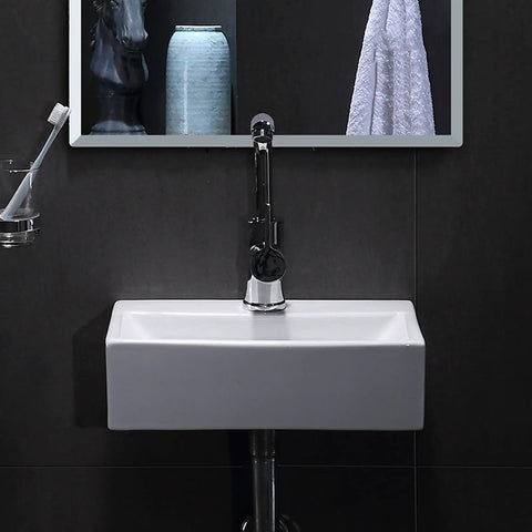 Bathroom Sink Bathroom Vanity Ceramic Vessel Sink Wall Mount Small Bathroom Corner Basin and Faucet White Vessel Sink Vessel Sink with chrome faucet and mirror