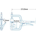 Diagram of Beefy 90 Degree Angle Joint Clamp Tool with dimensions for quick hold and release, showing mechanism and measurements.