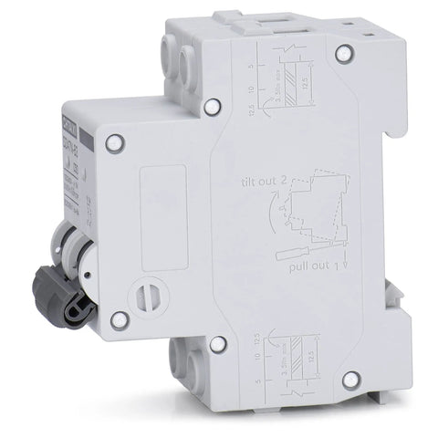 Built Tough 20 Amp Miniature Circuit Breaker 2 Pole For 120 Volt And 240 Volt Ac Wiring Panels featuring a compact design and clear marking guide.