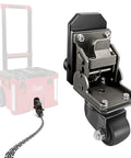 Milwaukee Packout Caster Wheel Kit with front wheels for Packout rolling toolbox, 200 lbs capacity, steel construction, close-up view.