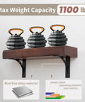 Beefy Heavy Duty Shelf Brackets Set Of 2 12 X 10 Inch Die Cast Alloy Mantel Support Max Load 1100 Lbs with kettlebells showing strength