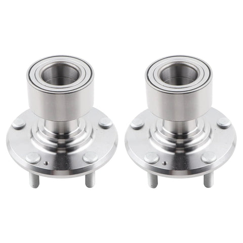 Two Piece Wheel Hub Bearing Assembly Set Compatible With 2011 Through 2015 Hyundai Elantra, 2013 Through 2017 Elantra GT, And 2012 Through 2017 Veloster Replace 510093 Premium Quality Replacement Part, shown in silver metal with sealed ball bearing design.