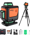 4D Laser Level With Tripod And Dual Batteries 360 Self Leveling Green Beam For Construction Worksite, Pro Grade Toolbox Kit