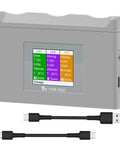 Three Channel Battery Charging Hub For Neo Drone Batteries With LCD Display showing voltage and status, two USB cables included.