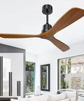 52 Inch Black Ceiling Fan No Light With Remote Control Modern Brown Wood Blades Matte Black Motor Indoor And Covered Outdoor Use Vintage Style Ceiling Fan For Living Room