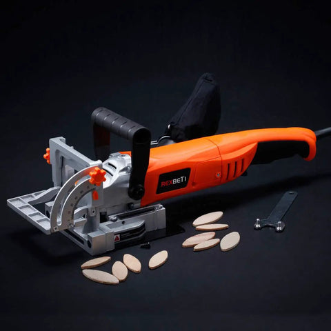 Pro Grade Wood Biscuit Joiner Kit For DIY Pros With 100 Included Biscuits 4 Inch Carbide Tipped Blade Three Adjustable Fence Positions At 0 45 And 90 Degrees Enables Edge To Edge End To Edge And Miter Joints Includes Sizes 20 And 10 featuring joiner and biscuits