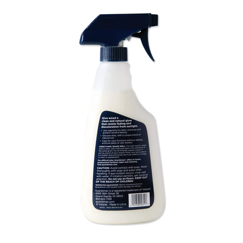 Back view of Anytime Wood Cleaner And Polish For Cabinets Tables And Other Wood Surfaces In A Spray Bottle Lemon Fresh 16 Fluid Ounces