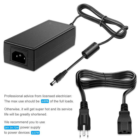 Six Pack 24V Power Supply 3A 72W AC DC Adapter 100 240V Input 24V Output With 5.5x2.5mm Plug for LED Strip Lights
