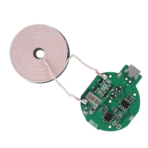 Large Coil 5W Wireless Charging Transmitter Module For DIY Tech Builds And Car Mods With No Hassle Power Delivery And Completely Case Friendly Functionality, featuring a circular coil and compact circuit board.