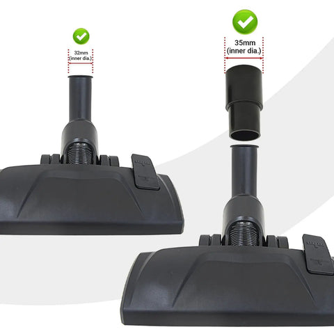 Universal Vacuum Floor Brush Head Fits 32 And 35 Mm Attachments For Hard Floors And Carpet 2 In 1 Swivel Neck illustrated view