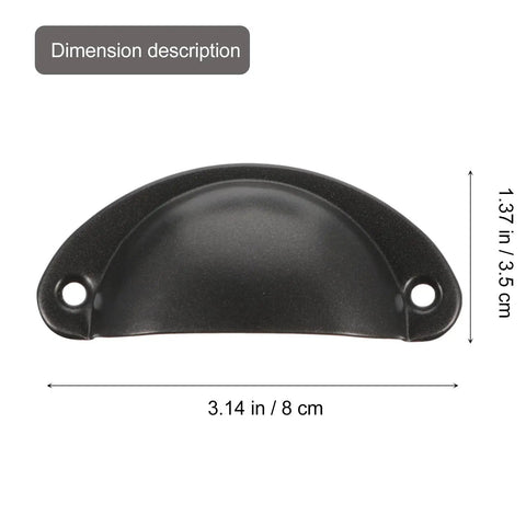 Dimensions of Vintage Iron Drawer Pull Handles Set 12 Pieces Retro Cabinet Knobs Black Painted Shell Shape, 3.14in x 1.37in