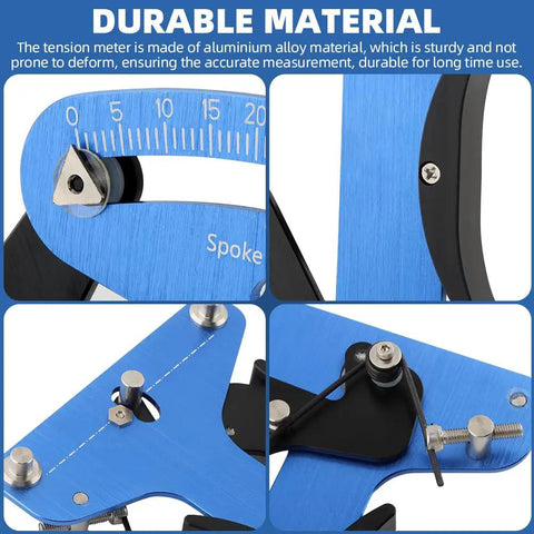 Dead On Bicycle Spoke Tension Meter For Road And City Bikes Heavy Duty Premium Aluminum Tensiometer close-up details of durable dial.