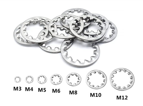 Top Shelf 265 Piece Metric Internal Tooth Lock Washer Assortment Kit Built From Rust Proof 304 Stainless Steel with various sizes M3 to M12.