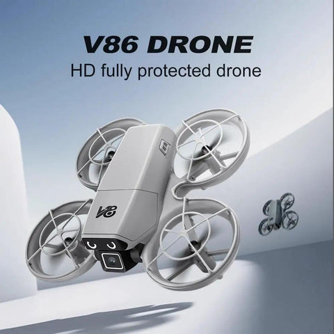 Mini Drone With Camera For Action Seekers Quad Copter With Dope Guard Propeller Design To Cut Collision Risk shown in flight