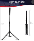 Adjustable Batting Tee With Tripod For Baseball And Softball, Height From 29.5 To 41.3 Inches, Foldable for Easy Storage