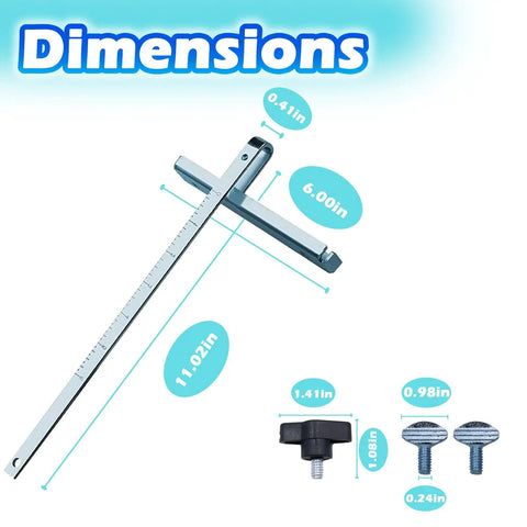 Heavy Duty Rip Fence Kit For Circular Saw Guide Replacement With Two Thumb Screws dimensions measuring 11.02in x 6.00in x 0.41in.