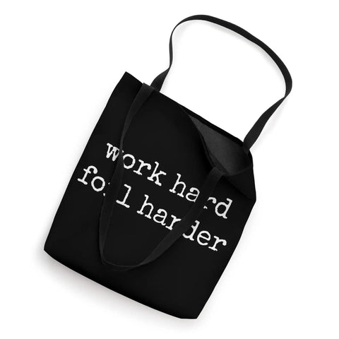 Work Hard Foil Harder Wing Foil Wingsurfing Tote Bag for Wingboard Gear, black 16x16 bag with sturdy handles and print design.