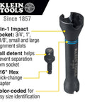5-In-1 Impact Socket Kit Heavy-Duty With 3/4 Inch 1 Inch And 1-1/8 Inch Square Sockets Small And Large Alignment Slots Nested 7/16 Inch Hex Quick-Change Adapter Ball Detent For Secure Fit And Effortless Tighten Or Loosen, product details illustration