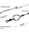Fishing leader, hook rig, and monofilament line assembly using Heavy Duty Wire Rope Crimping Tool Kit With Swager And Cutter.