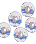 5 Pcs Desoldering Wick Solder Braid For PCB Repair And BGA Components displayed in circular blue packaging with specifications