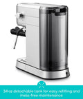 PFAS Free Espresso Machine With Steam Wand And 20 Bar Pressure, Stainless Steel Coffee Maker with 34 Oz Removable Water Tank