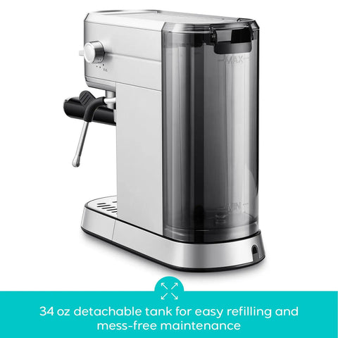 PFAS Free Espresso Machine With Steam Wand And 20 Bar Pressure, Stainless Steel Coffee Maker with 34 Oz Removable Water Tank
