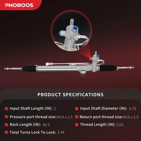 Drop In Replacement Hydraulic Power Steering Rack And Pinion Assembly For Honda Odyssey 2007 2008 2009 2010 V6 3.5L Direct Bolt On Fit New Unit Leak Proof Ref 262747