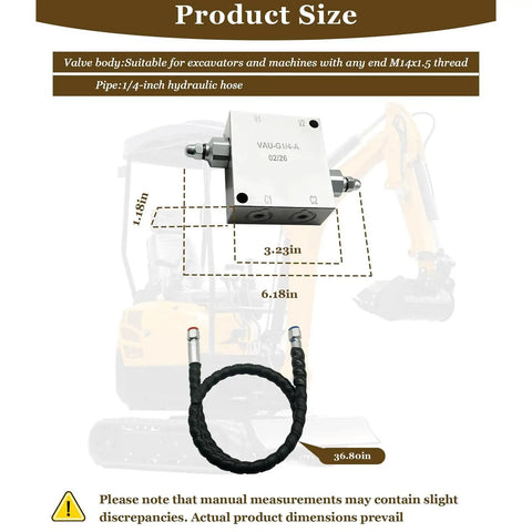Hydraulic Pump Spare Kit With Cushion Valve For Mini Excavator, Fully Assembled and Ready To Install, showing dimensions