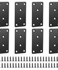 Heavy Duty Black Flat Metal Brackets For Wood Repair Set With Included Screws, 8 plates and 48 screws for furniture repair.