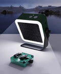Compact Rechargeable Solder Fume Extractor And Mini Solder Fan With Bright Led Spotlight on a table with a small circuit board.